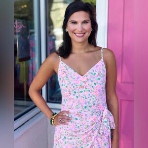 Lilly Pulitzer Alisa Ruffle Wrap Dress in the Urchin Pink Lil Juicy Fruit